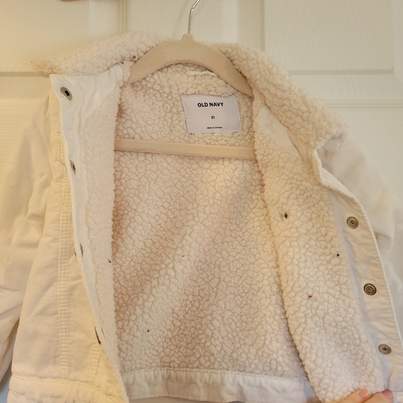 Toddler Girls Old Navy 3T Sherpa Lined White Corduroy Jacket - Picture 2 of 2